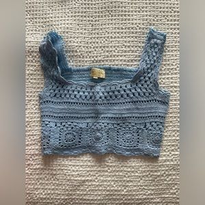 Blue Knitted Crop Top